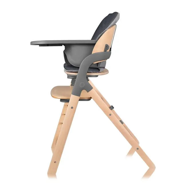 Scaun de masa multifunctional Megan, Lionelo, Din lemn de fag, 6 luni- adult, Reglabil pe inaltime, Husa impermeabila, Tavita silicon, Suport de picioare reglabil, Greutate maxima 110 Kg, Gri BYNLO-MEGAN_GREY_WOOD