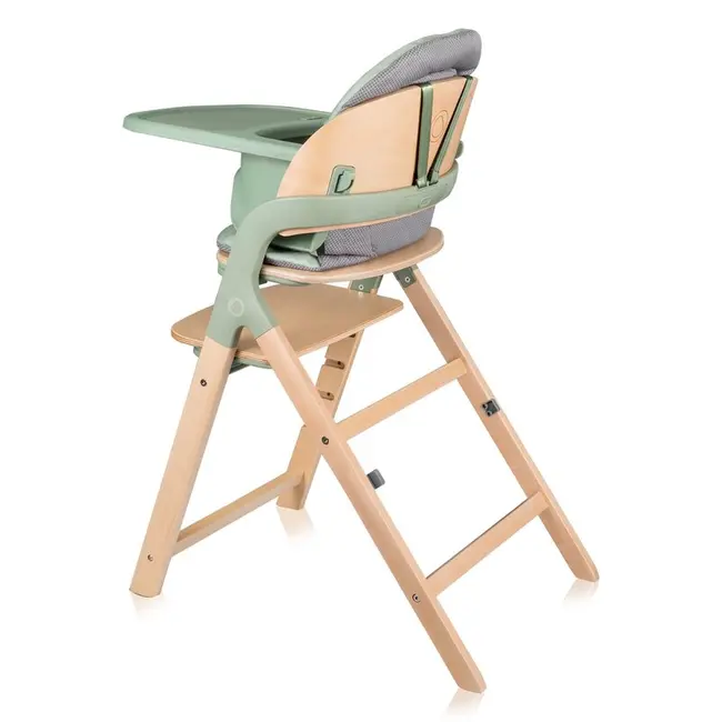 Scaun de masa multifunctional Megan, Lionelo, Din lemn de fag, 6 luni- adult, Reglabil pe inaltime, Husa impermeabila, Tavita silicon, Suport de picioare reglabil, Greutate maxima 110 Kg, Verde BYNLO-MEGAN_GREEN_WOOD