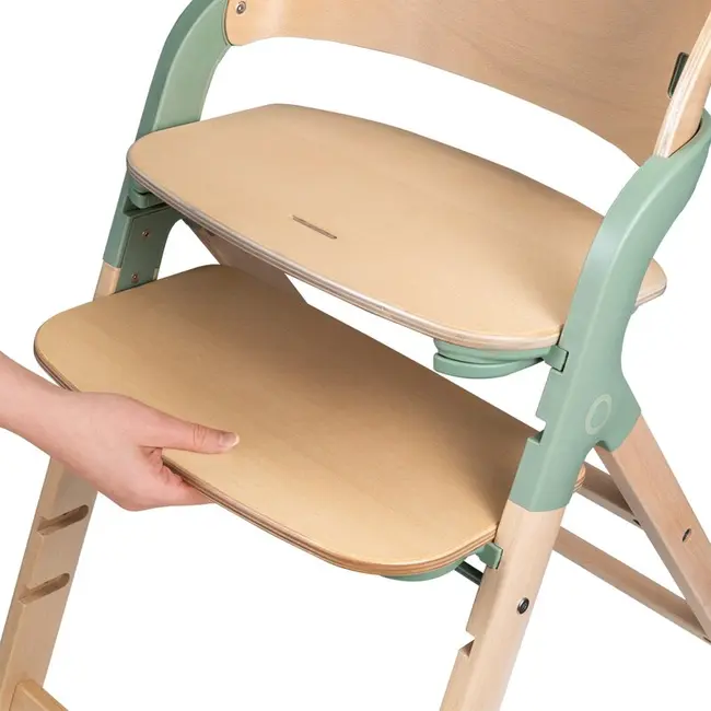 Scaun de masa multifunctional Megan, Lionelo, Din lemn de fag, 6 luni- adult, Reglabil pe inaltime, Husa impermeabila, Tavita silicon, Suport de picioare reglabil, Greutate maxima 110 Kg, Verde BYNLO-MEGAN_GREEN_WOOD