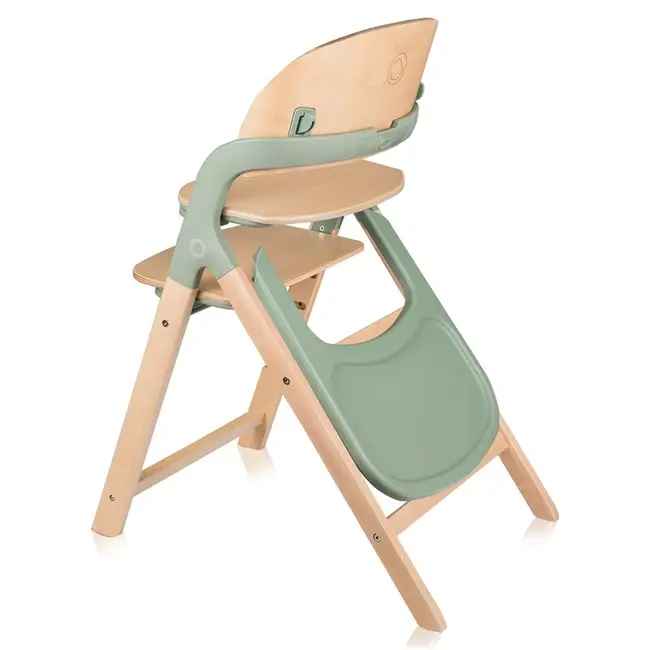 Scaun de masa multifunctional Megan, Lionelo, Din lemn de fag, 6 luni- adult, Reglabil pe inaltime, Husa impermeabila, Tavita silicon, Suport de picioare reglabil, Greutate maxima 110 Kg, Verde BYNLO-MEGAN_GREEN_WOOD