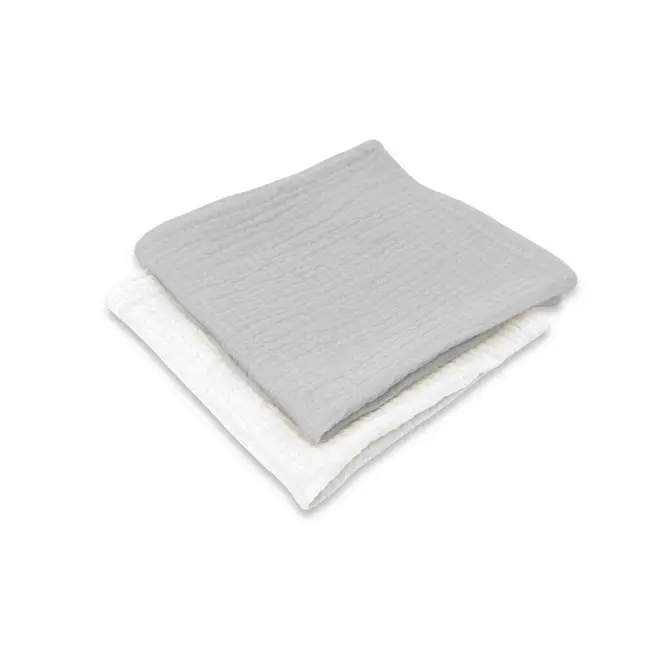 Set 2 museline, Qmini, Multifunctionale, Din material certificat Oeko Tex Standard 100, 30x30 cm, Grey si Cream BYN6426972029773
