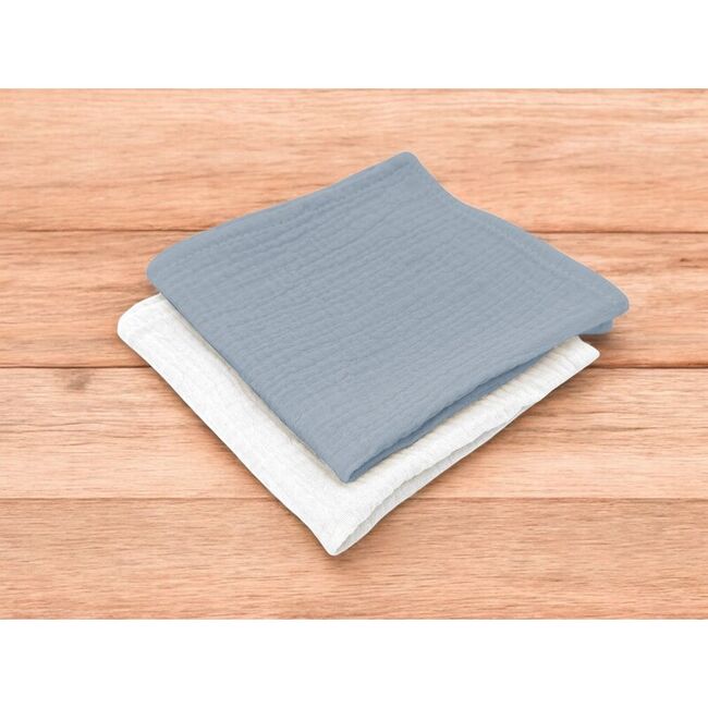 Set 2 museline, Qmini, Multifunctionale, Din material certificat Oeko Tex Standard 100, 30x30 cm, Jeans si Cream BYN6426972029780