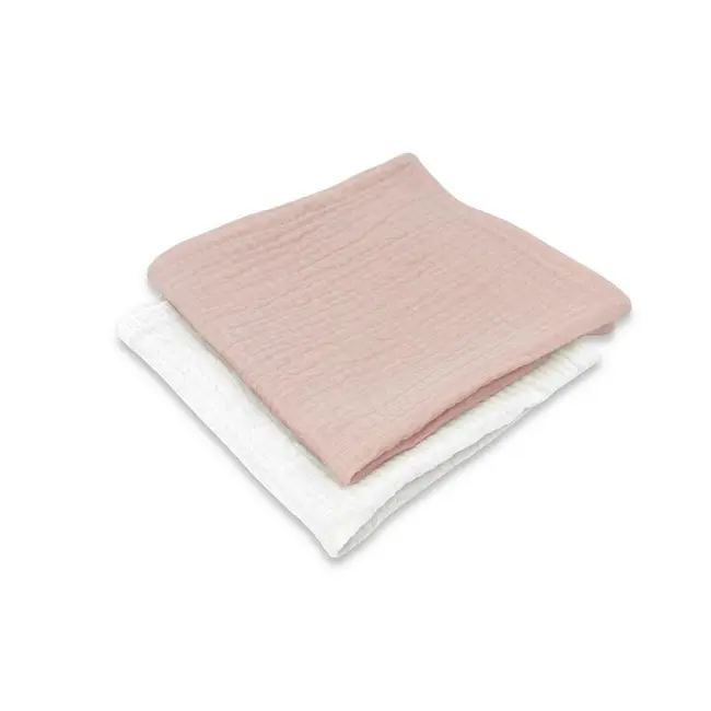 Set 2 museline, Qmini, Multifunctionale, Din material certificat Oeko Tex Standard 100, 30x30 cm, Powder Pink si Cream BYN6426972029797