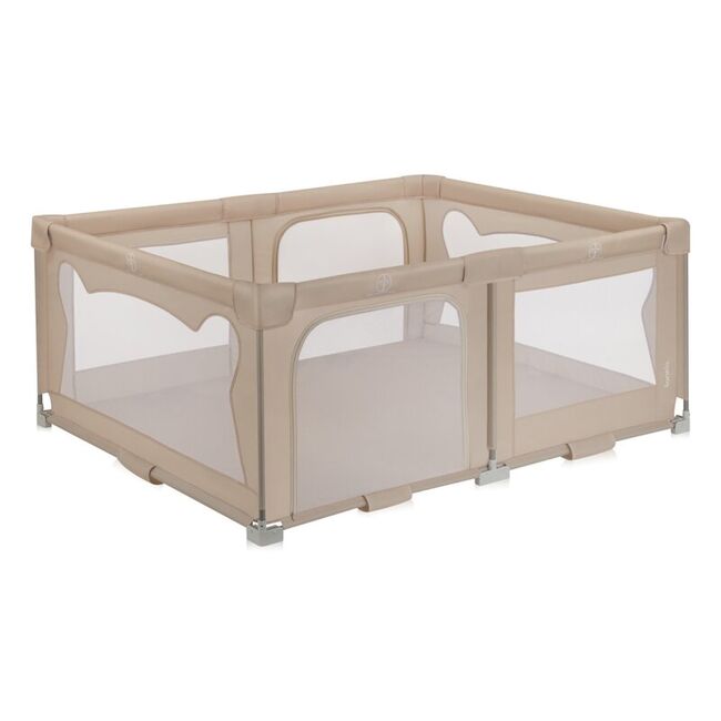 Tarc de joaca copii, Lionelo, Florence Easy Fold, 150 x 180 x 75 cm, Pliere, depliere automata, Include geanta de transport, Din plasa, Cu doua intrari laterale, 0-48 luni, Conform cu EN12227, Bej BYNLO-FLORENCE_EASY_FOLD_BEIGE_SAND