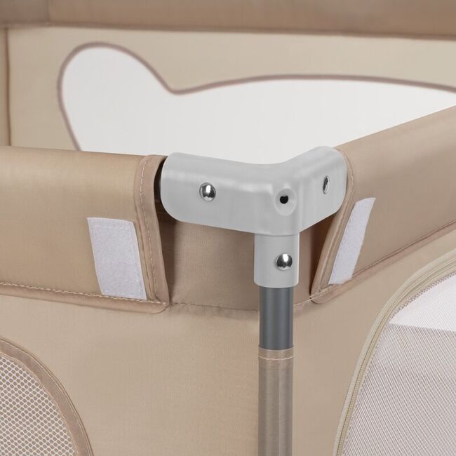 Tarc de joaca copii, Lionelo, Florence Easy Fold, 150 x 180 x 75 cm, Pliere, depliere automata, Include geanta de transport, Din plasa, Cu doua intrari laterale, 0-48 luni, Conform cu EN12227, Bej BYNLO-FLORENCE_EASY_FOLD_BEIGE_SAND