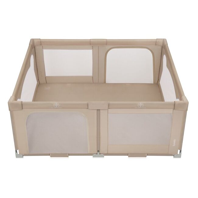 Tarc de joaca copii, Lionelo, Florence Easy Fold, 150 x 180 x 75 cm, Pliere, depliere automata, Include geanta de transport, Din plasa, Cu doua intrari laterale, 0-48 luni, Conform cu EN12227, Bej BYNLO-FLORENCE_EASY_FOLD_BEIGE_SAND