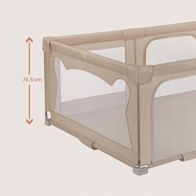 Tarc de joaca copii, Lionelo, Florence Easy Fold, 150 x 180 x 75 cm, Pliere, depliere automata, Include geanta de transport, Din plasa, Cu doua intrari laterale, 0-48 luni, Conform cu EN12227, Bej BYNLO-FLORENCE_EASY_FOLD_BEIGE_SAND