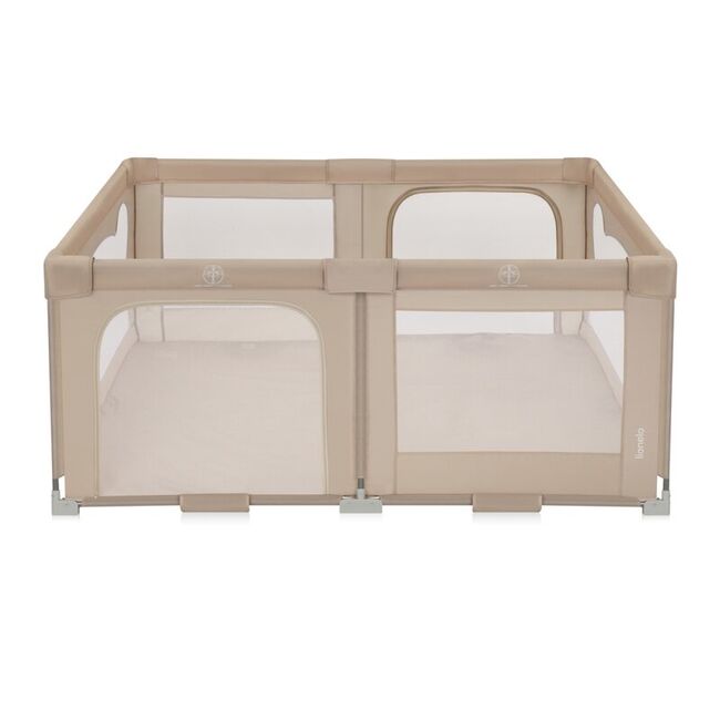 Tarc de joaca copii, Lionelo, Florence Easy Fold, 150 x 180 x 75 cm, Pliere, depliere automata, Include geanta de transport, Din plasa, Cu doua intrari laterale, 0-48 luni, Conform cu EN12227, Bej BYNLO-FLORENCE_EASY_FOLD_BEIGE_SAND