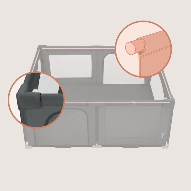 Tarc de joaca copii, Lionelo, Florence Easy Fold, 150 x 180 x 75 cm, Pliere, depliere automata, Include geanta de transport, Din plasa, Cu doua intrari laterale, 0-48 luni, Conform cu EN12227, Gri BYNLO-FLORENCE_EASY_FOLD_GREY_GRAPHITE