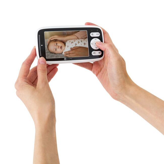 Video monitor, Petite&Mars, Nano 4.0, Ecran HD, Zoom digital 3×, Raza de actiune 300m, Suport pentru pana la 4 camere, Comunicare bidirectionala, 8 melodii, Alb BYN680055