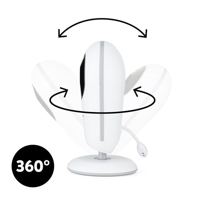 Video monitor, Petite&Mars, Nano 4.0, Ecran HD, Zoom digital 3×, Raza de actiune 300m, Suport pentru pana la 4 camere, Comunicare bidirectionala, 8 melodii, Alb BYN680055