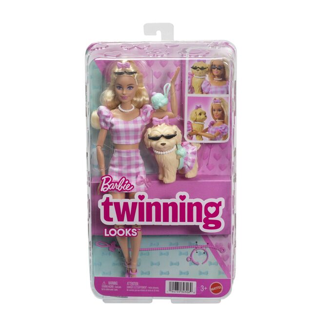 BARBIE TWINNING LOOKS SET PAPUSA BARBIE BLONDA SI CATEL CU ACCESORII VIVMTJFP36