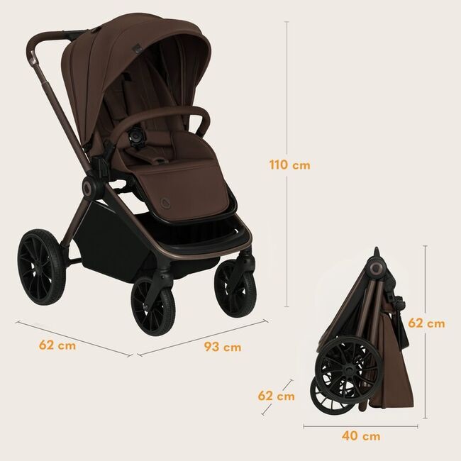 Carucior sport, Lionelo, Mika Plus, Cadru din aluminiu, Copertina XXL, Spatar reglabil in 3 pozitii, Cu accesorii, Pana la 22 kg, 6-48 luni; EN1888-1, EN1888-2 EN1466, Mocha Mousse BYNLO-MIKA_PLUS_MOCHA_MOUSSE