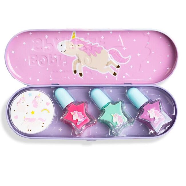MARTINELIA LITTLE UNICORN SET 3 LACURI DE UNGHII SI STICKERS IN CUTIE METALICA VIVMar78000