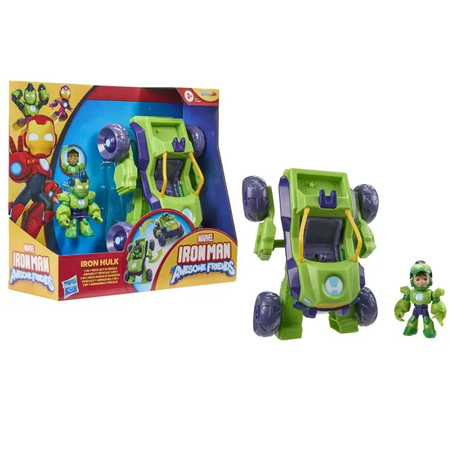 MARVEL IRON MAN SI PRIETENII SAI UIMITORI SET VEHICUL 2 IN 1 SI FIGURINA IRON HULK VIVG1258_G1475