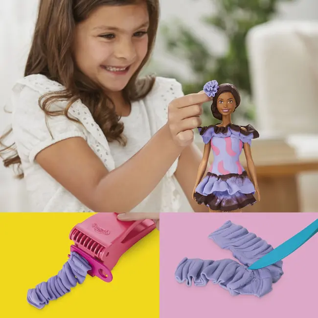 PLAY DOH BARBIE SET PLASTELINA BARBIE FASHIONISTA RUFFLES CREATII VESTIMENTARE VIVG1359