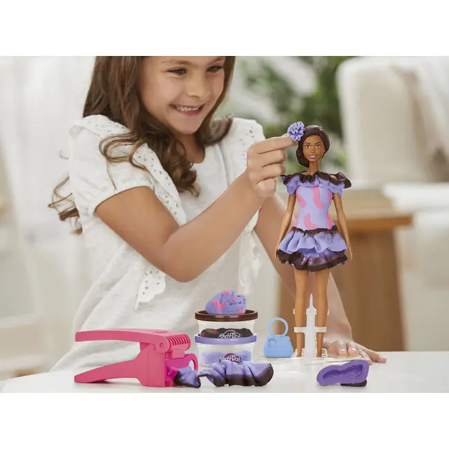 PLAY DOH BARBIE SET PLASTELINA BARBIE FASHIONISTA RUFFLES CREATII VESTIMENTARE VIVG1359