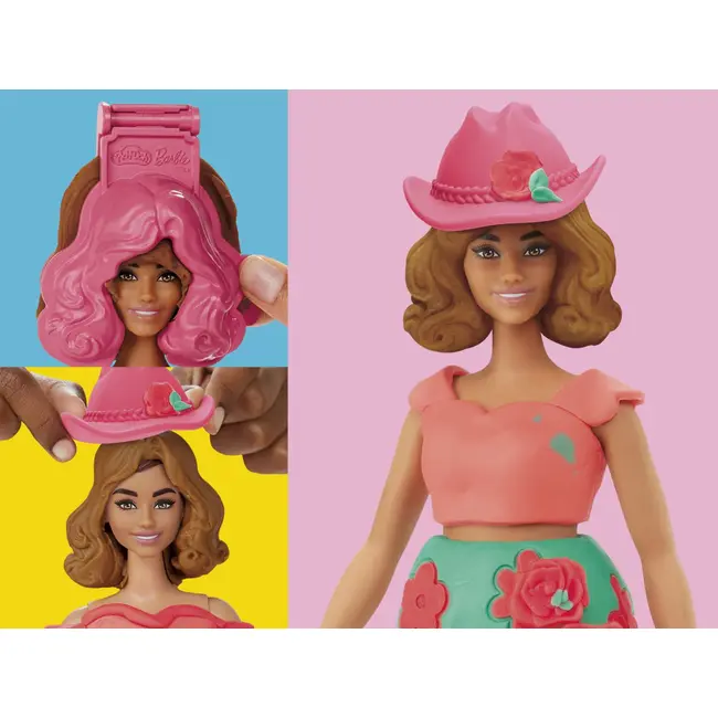 PLAY DOH BARBIE SET PLASTELINA CREATII VESTIMENTARE CU FLORI SI FRANJURI COWBOY VIVG1360