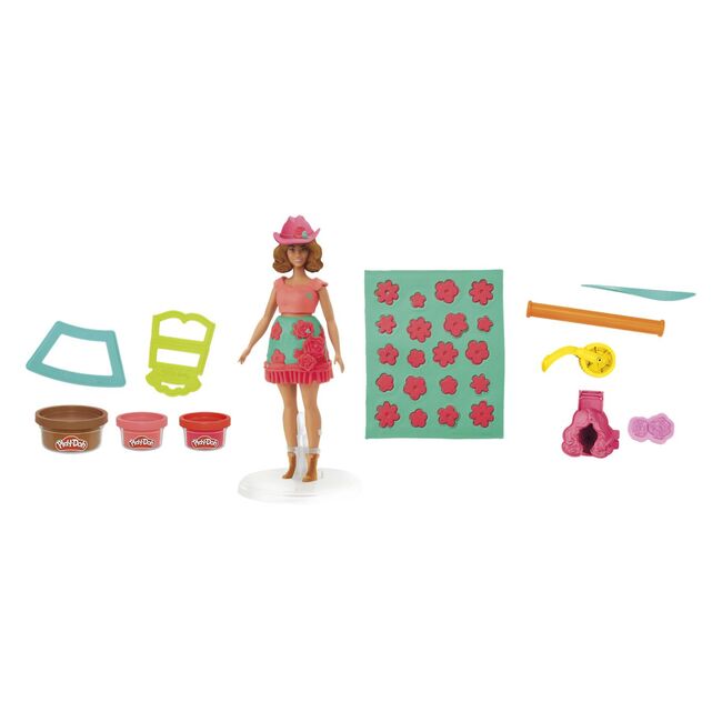 PLAY DOH BARBIE SET PLASTELINA CREATII VESTIMENTARE CU FLORI SI FRANJURI COWBOY VIVG1360
