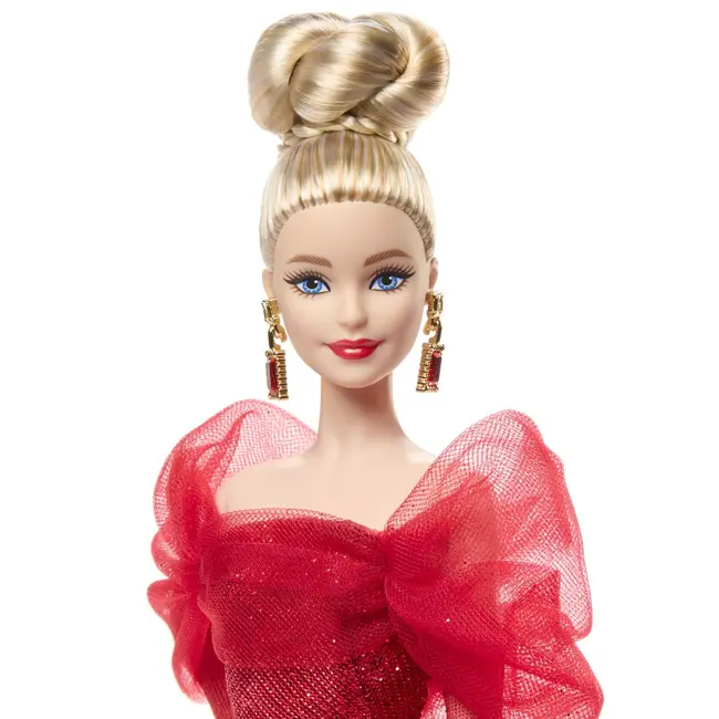 BARBIE SIGNATURE ANIVERSARE 80 DE ANI PAPUSA BARBIE BLONDA CU ROCHIE DE BAL ROSIE VIVMTJBJ17