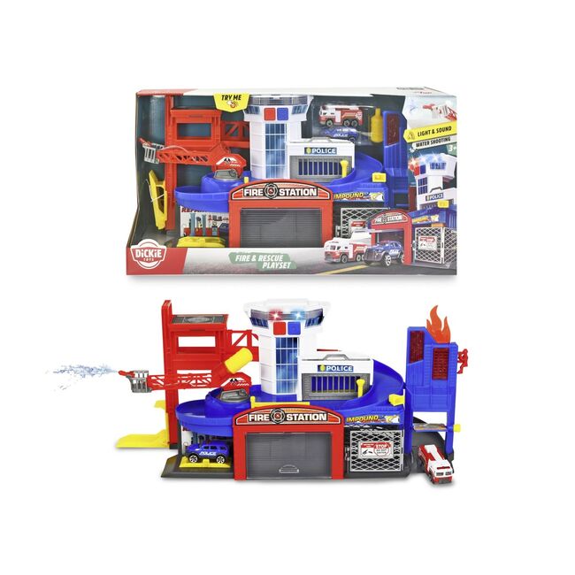 DICKIE SET STATIE DE POMPIERI SI SALVARE CU PULVERIZATOR DE APA SUNETE SI LUMINI VIV203719021