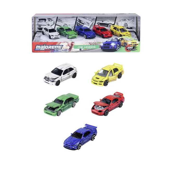 MAJORETTE SET 5 MASINUTE METALICE JDM LEGENDS PREMIUM ANIME SCARA 1 LA 64 VIV8504105000