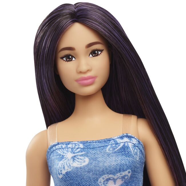 PAPUSA BARBIE FASHIONISTA CU PARUL MOV SI ROCHITA CU FLUTURASI VIVMTFBR37_HYT89