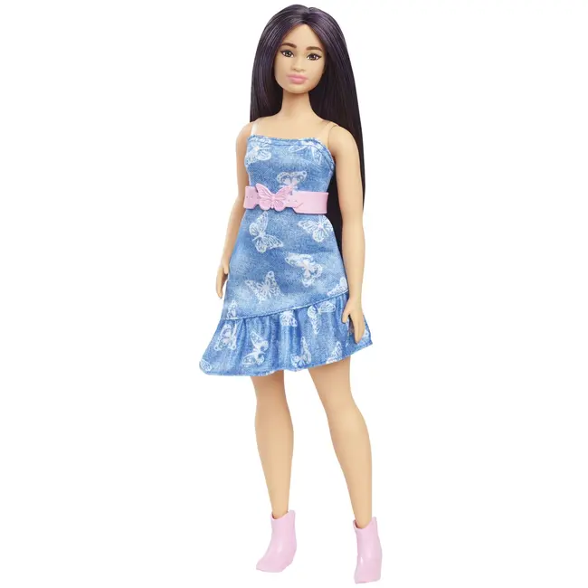 PAPUSA BARBIE FASHIONISTA CU PARUL MOV SI ROCHITA CU FLUTURASI VIVMTFBR37_HYT89