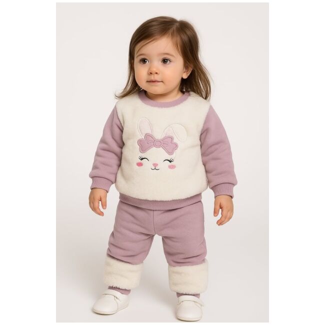 Set pufos cu bluzita si pantaloni pentru bebelusi - rabbit bbl44