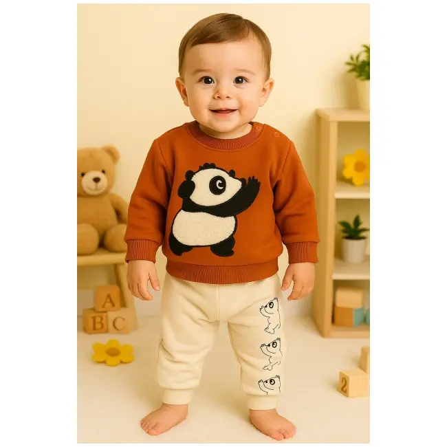 Costumas panda vesel &ndash; bluza si pantaloni comozi din bumbac trmd270