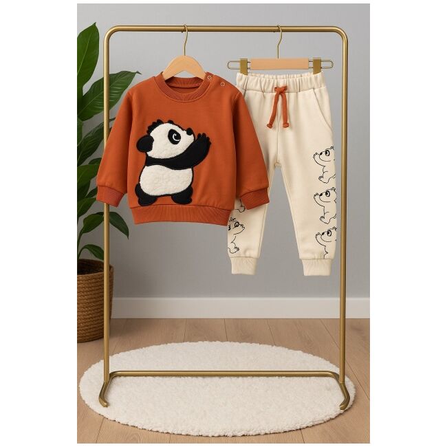 Costumas panda vesel – bluza si pantaloni comozi din bumbac trmd270
