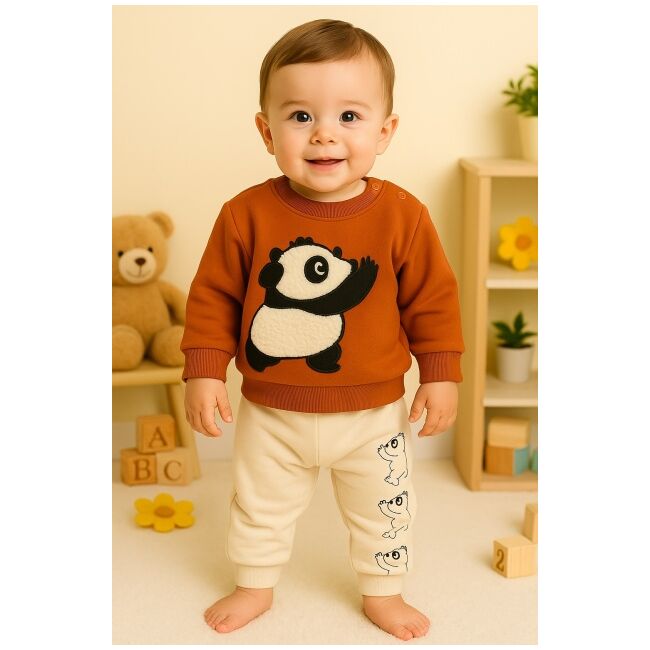 Costumas panda vesel – bluza si pantaloni comozi din bumbac trmd270