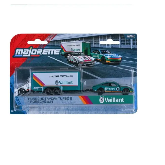 MAJORETTE TRANSPORTER SET REMORCA DE CURSE DELUXE PORSCHE TAYCAN TURBO S SI MASINUTA PORSCHE 934 VIV8502003001_PORSCHE