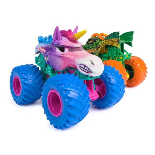 MONSTER JAM SET 2 MASINUTE METALICE DRAGON SI SPARKLE SMASH SCARA 1 LA 64 VIV6064128_20150285