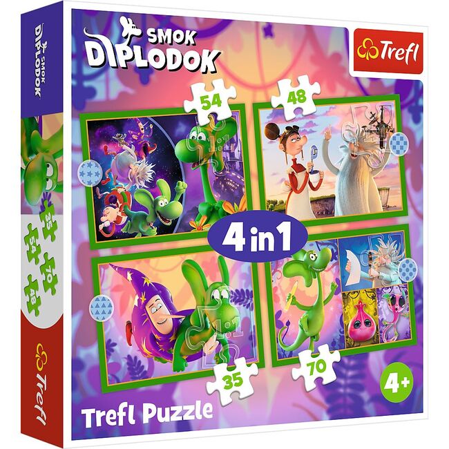 PUZZLE TREFL 4IN1 LUMEA DRAGONULUI DIPLODOK VIV34663