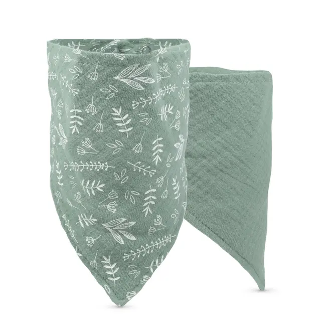 Bandana din muselina cu strat dublu baboo - 2 bucati, verde, 0 luni+ ba11-026