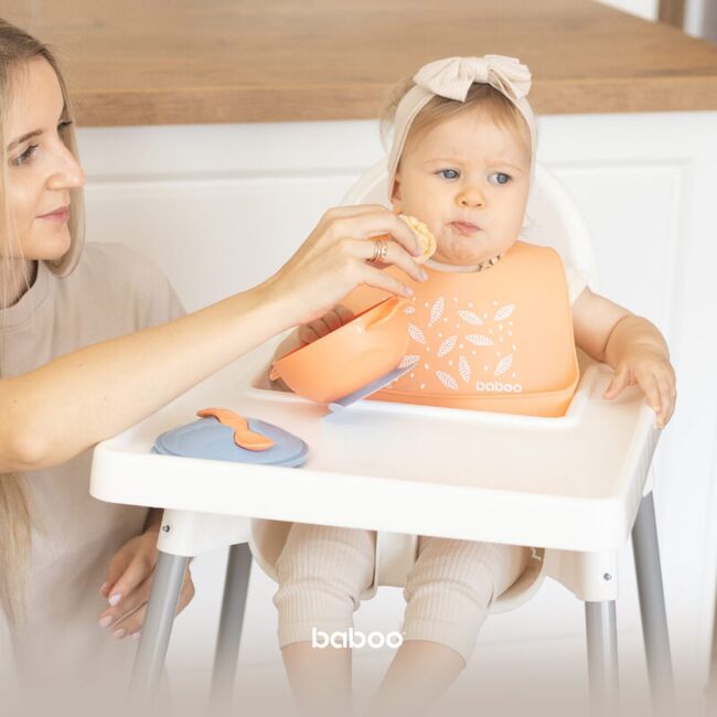 Bol portocaliu cu ventuza, capac si lingurita baboo 6 luni+ ba9-042