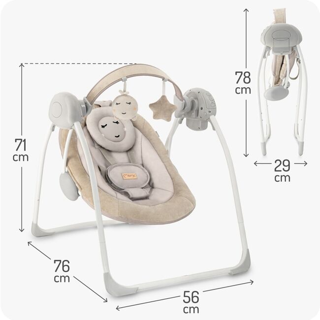 Leagan Electric pentru Bebeluşi MoMi Liss - Beige KRTBULE00047