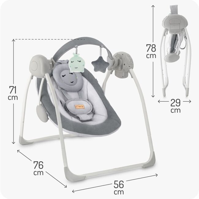 Leagan Electric pentru Bebeluşi MoMi Liss - Grey KRTBULE00048