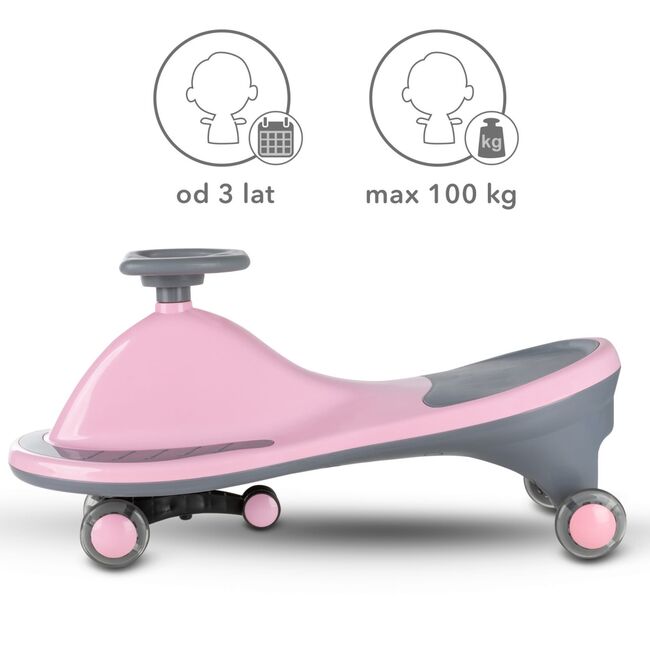 Masinuta Gravitationala Kidwell Rollo Pink Cu Roti Led, 3+ Ani, Pana La 100 Kg Pjbjedzrol02a0