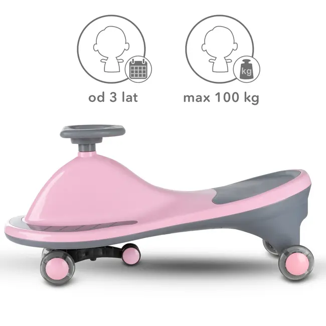 Masinuta Gravitationala Kidwell Rollo Pink Cu Roti Led, 3+ Ani, Pana La 100 Kg Pjbjedzrol02a0