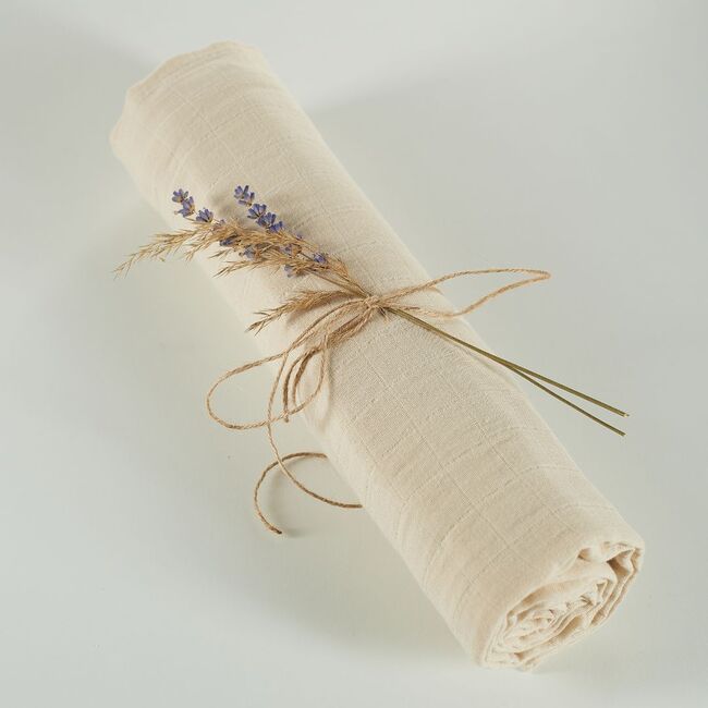 Onino - muselina multifunctionala din bumbac 100% organic, hug.me, creamy vanilla, x1 bucata, 120 x 120 cm, certificata gots bbbcdsw003