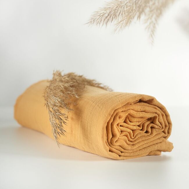 Onino - muselina multifunctionala din bumbac 100% organic, hug.me, honey gold, x1 bucata, 120 x 120 cm, certificata gots bbbcdsw001