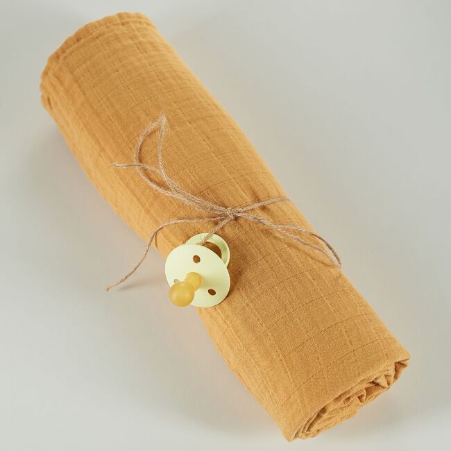 Onino - muselina multifunctionala din bumbac 100% organic, hug.me, honey gold, x1 bucata, 120 x 120 cm, certificata gots bbbcdsw001