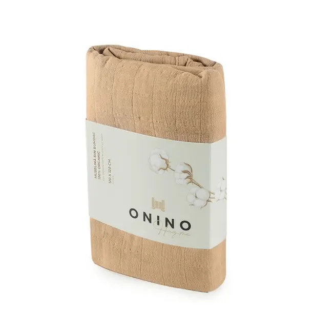 Onino - muselina multifunctionala din bumbac 100% organic, hug.me, oatmeal beige, x1 bucata, 120 x 120 cm, certificata gots bbbcdsw002