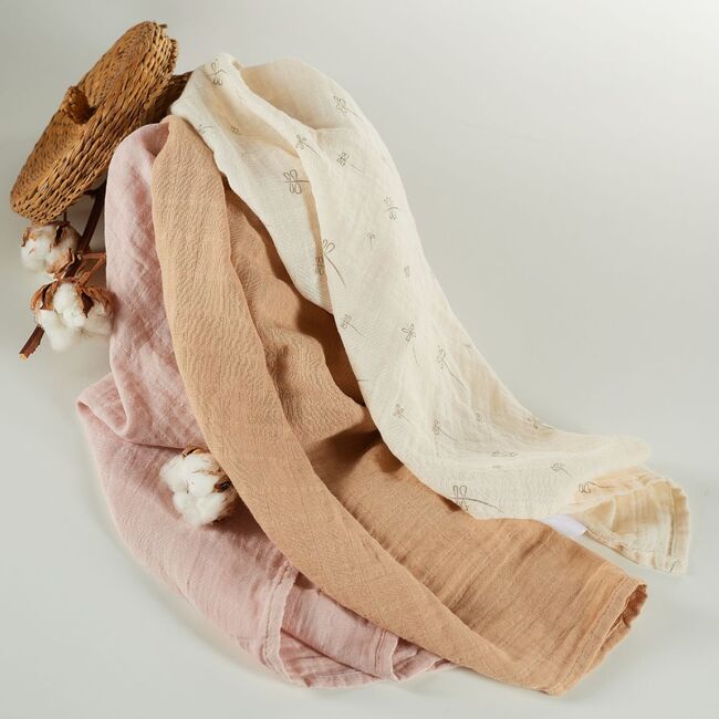 Onino - muselina multifunctionala din bumbac 100% organic, hug.me, pure bloom, x3 bucati, 60 x 60 cm, certificata gots bbbcdsw007