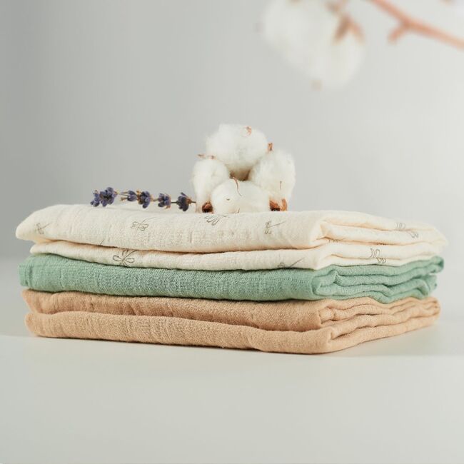 Onino - muselina multifunctionala din bumbac 100% organic, hug.me, pure nature, x3 bucati, 60 x 60 cm, certificata gots bbbcdsw008