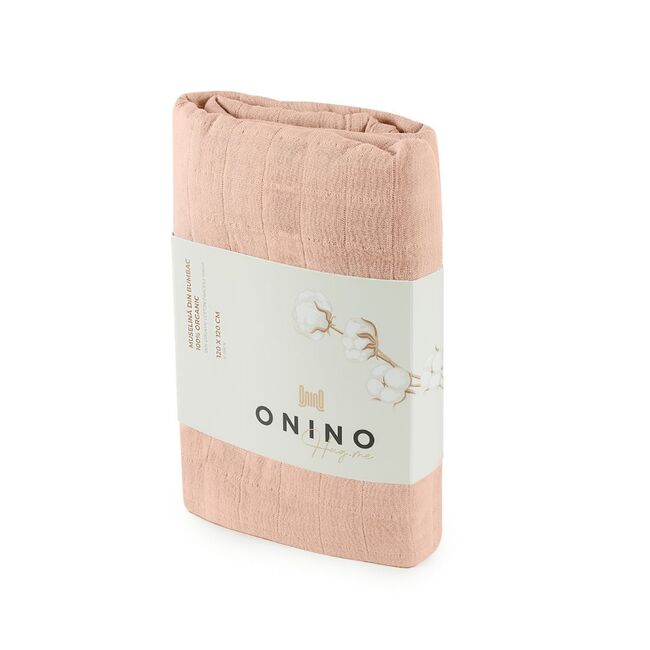 Onino - muselina multifunctionala din bumbac 100% organic, hug.me, sandy rose, x1 bucata, 120 x 120 cm, certificata gots bbbcdsw005