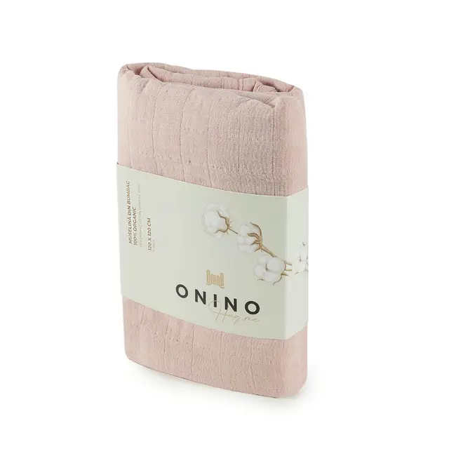 Onino - muselina multifunctionala din bumbac 100% organic, hug.me, warm peach, x1 bucata, 120 x 120 cm, certificata gots bbbcdsw006