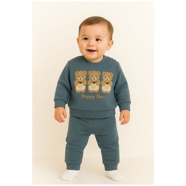 Set bluzita si pantaloni bebelusi - ursuletul vesel - albastru bbl-b-m7189